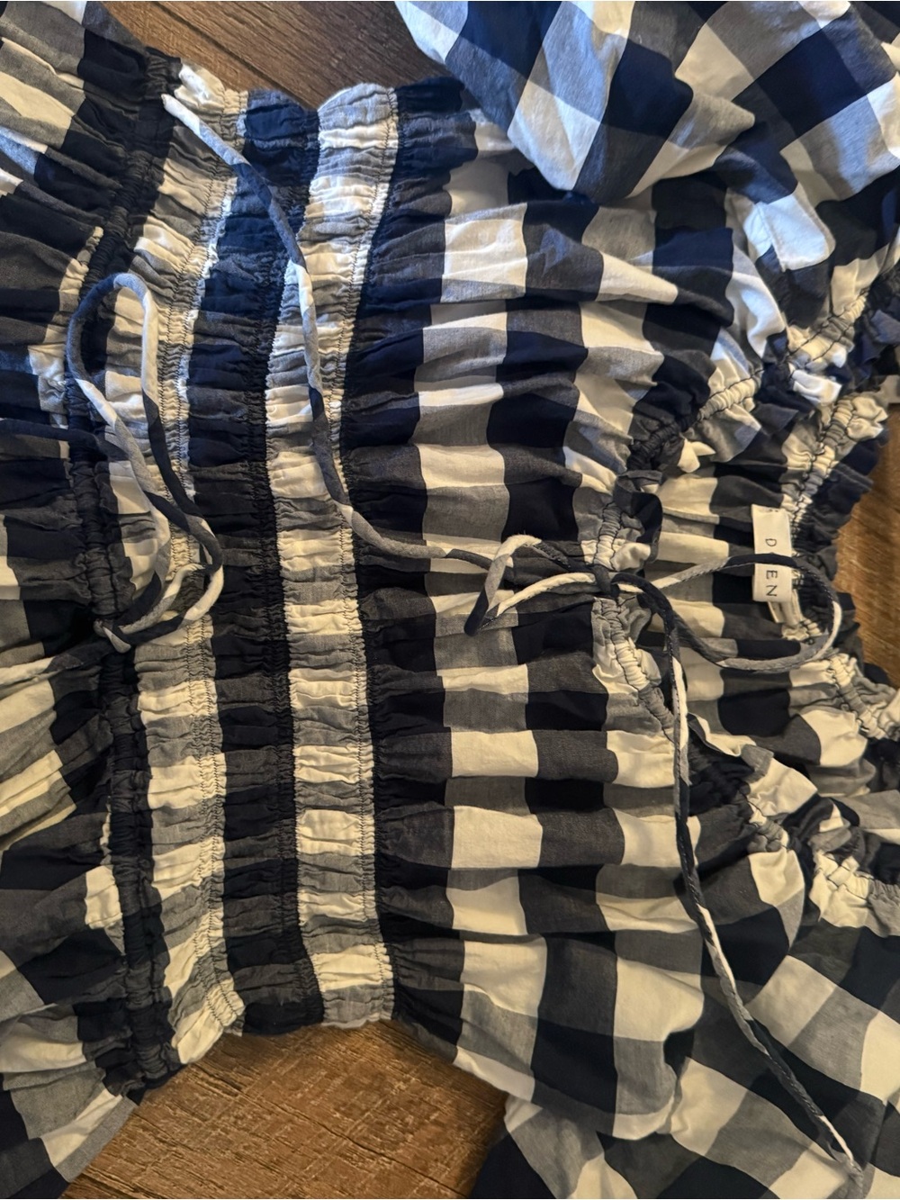 Doen Blue and White Gingham Puff Sleeve Dress - Picture 3 of 5